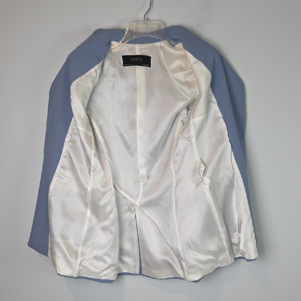 Zara Basic Collection Longline Blue Blazer With O… - image 2